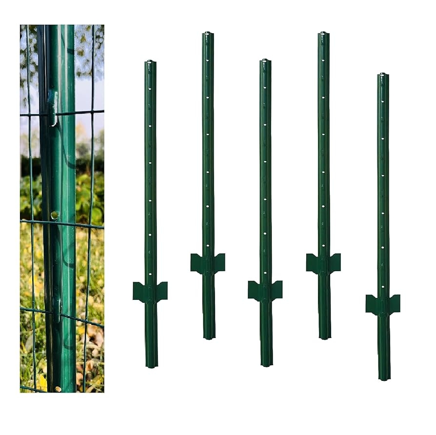 Amazon Metal Fence Post Green 4 Feet Pack Of 5 For 36 Inch High Garden Welded Wire Fence U Channel Steel Garden Post Patio Lawn Garden