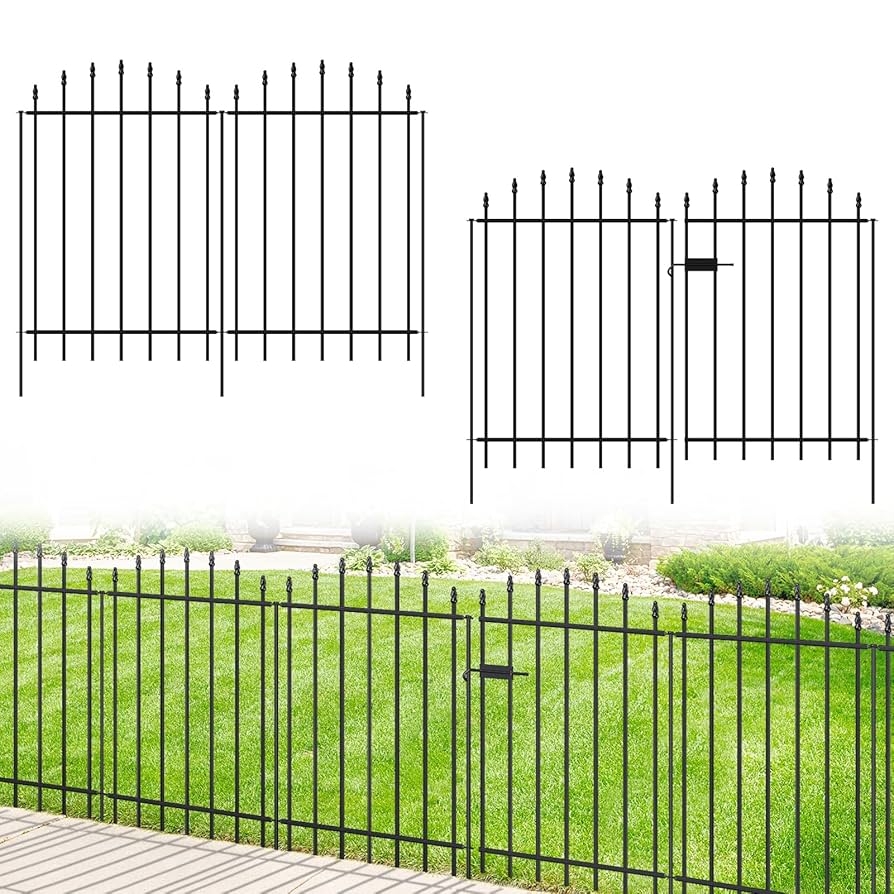 Amazon Metal Garden Fence 36 In H X 12 Ft L Bundle Metal Garden Fence With Gate 36 In H X 12 Ft L Patio Lawn Garden