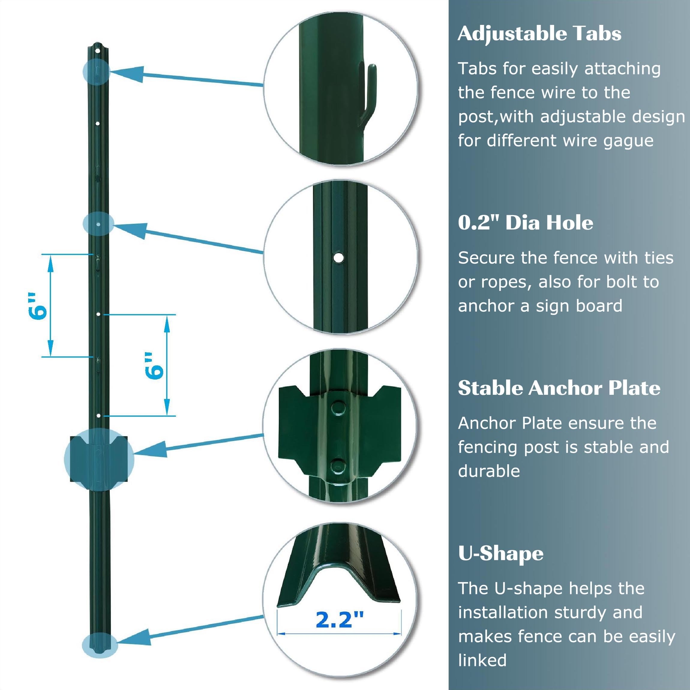 7 foot metal fence posts