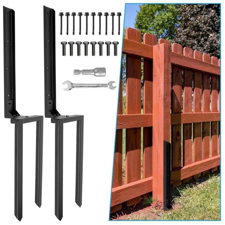 Amazon Nrspp Heavy Duty Steel Fence Post Repair Stakes 2 Pcs Fence Post Anchor Double Ground Spike For Repair Tilted Broken Wood Fence Post Tools Home Improvement