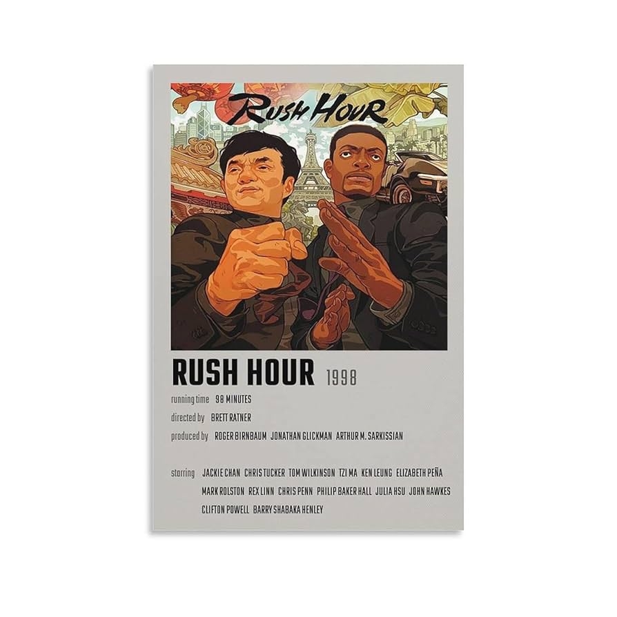Amazon Poster Rush Hour Movie Decoration Painting Custom Room Hallway Gift Decoration Canvas Wall Art Prints Poster Gifts Photo Picture Painting Posters Room Decor Home Decorative 24x36inch 60x90cm Posters Prints