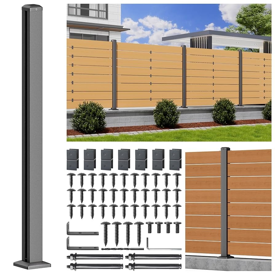 Amazon Prinfort 4FT 201 Stainless Steel Heavy Duty Fence Post Serial Post For Wood Slats Outdoor Ground Install Wooden Privacy Fence Panels Posts Matte Black 1Pack Patio Lawn Garden