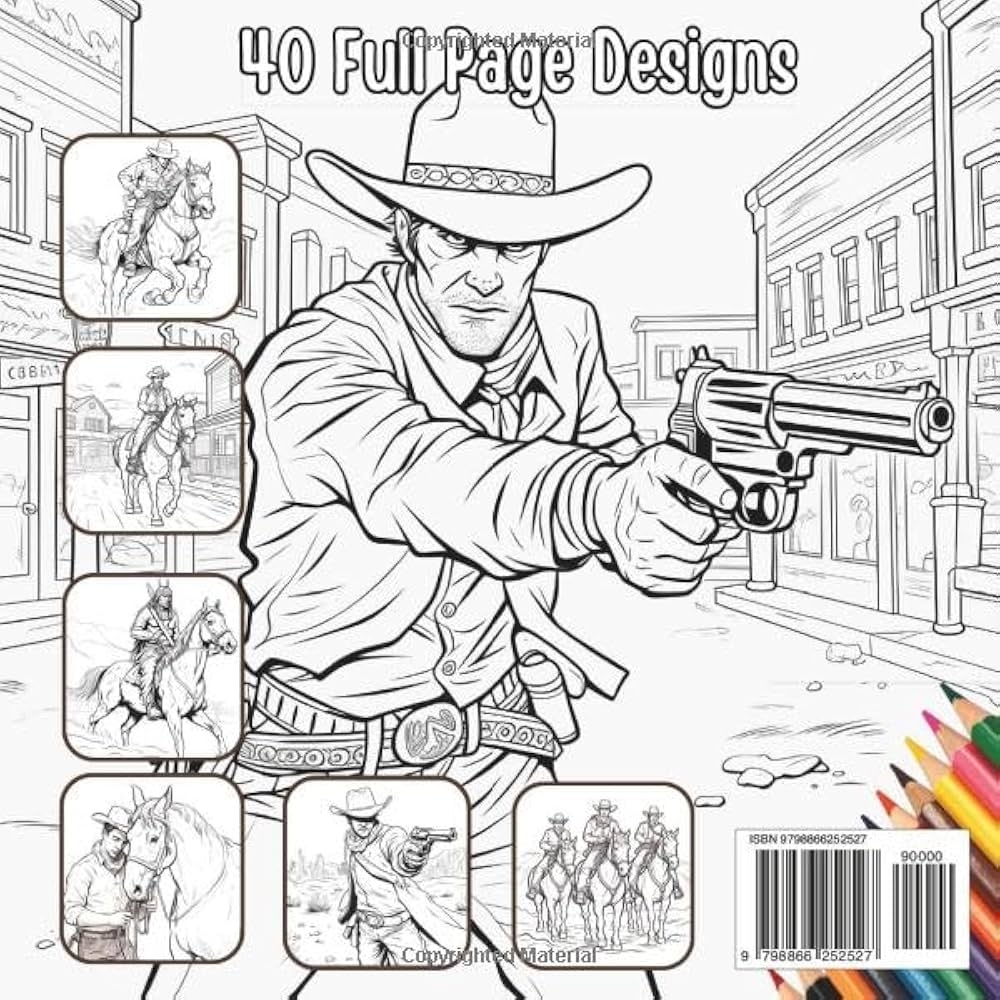 Amazon The Wild West Coloring Book For Older Children Teens And Adults 40 Western Cowboys Coloring Pages Featuring Cowboy Life Comanche Indians Gunslingers And Shootouts 9798866252527 Publishing Little Monkey Books