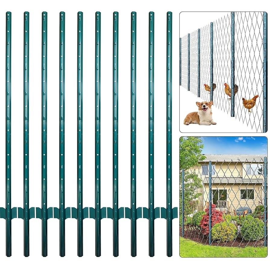 Amazon Thealyn Fence Posts 5 Feet Pack Of 10 Metal Fence Poles U Post Sturdy Duty Fence Stakes Step In Post No Dig Fence Post For Garden Wire Fence Steel Sign