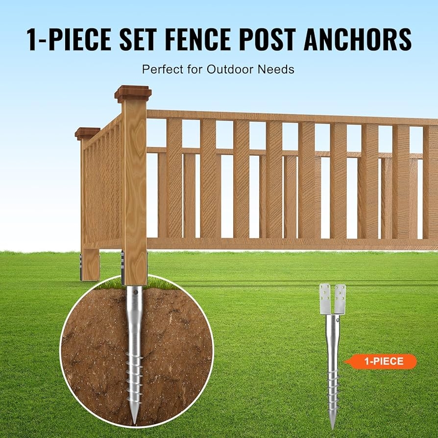 Amazon VEVOR No Dig Ground Anchor 1 Pack 3 94 X 2 76 X 27 56 In DIY Screw In Post Stake Includes 6 Lag Bolts A Rebar U Shape Heavy Duty Steel Post Holder 