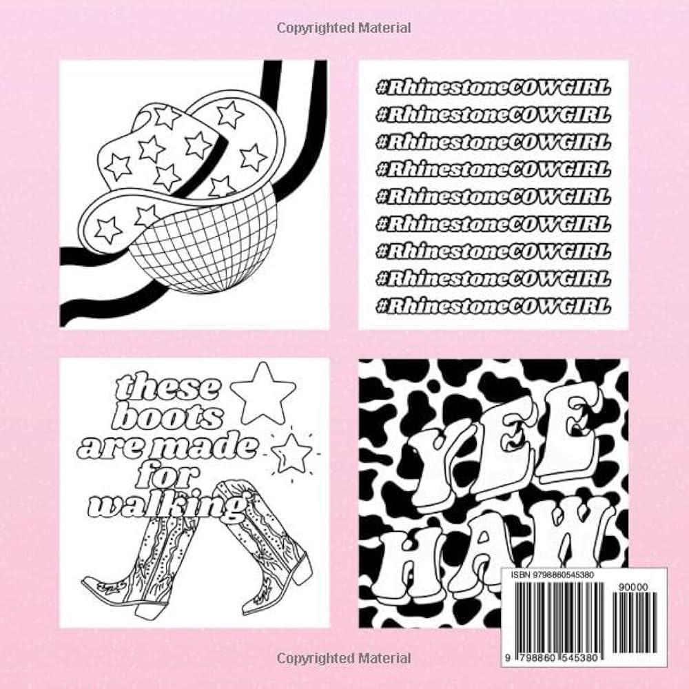 Amazon Western Cowgirl Coloring Book Preppy Disco Smiley Face Aesthetic For Kids Teens Adults To Promote Relaxation And Stress Relief Reduce Anxiety 9798860545380 Henries Jadynne Books