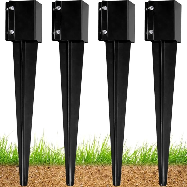 Amazon WIMART Fence Post Anchor 4 x4 Heavy Duty Metal Fence Post Anchor Ground Spike 4 x4 For Mailbox Bird Feeder Decking With The Black Powder Coating Cover On The Surface Set 4 