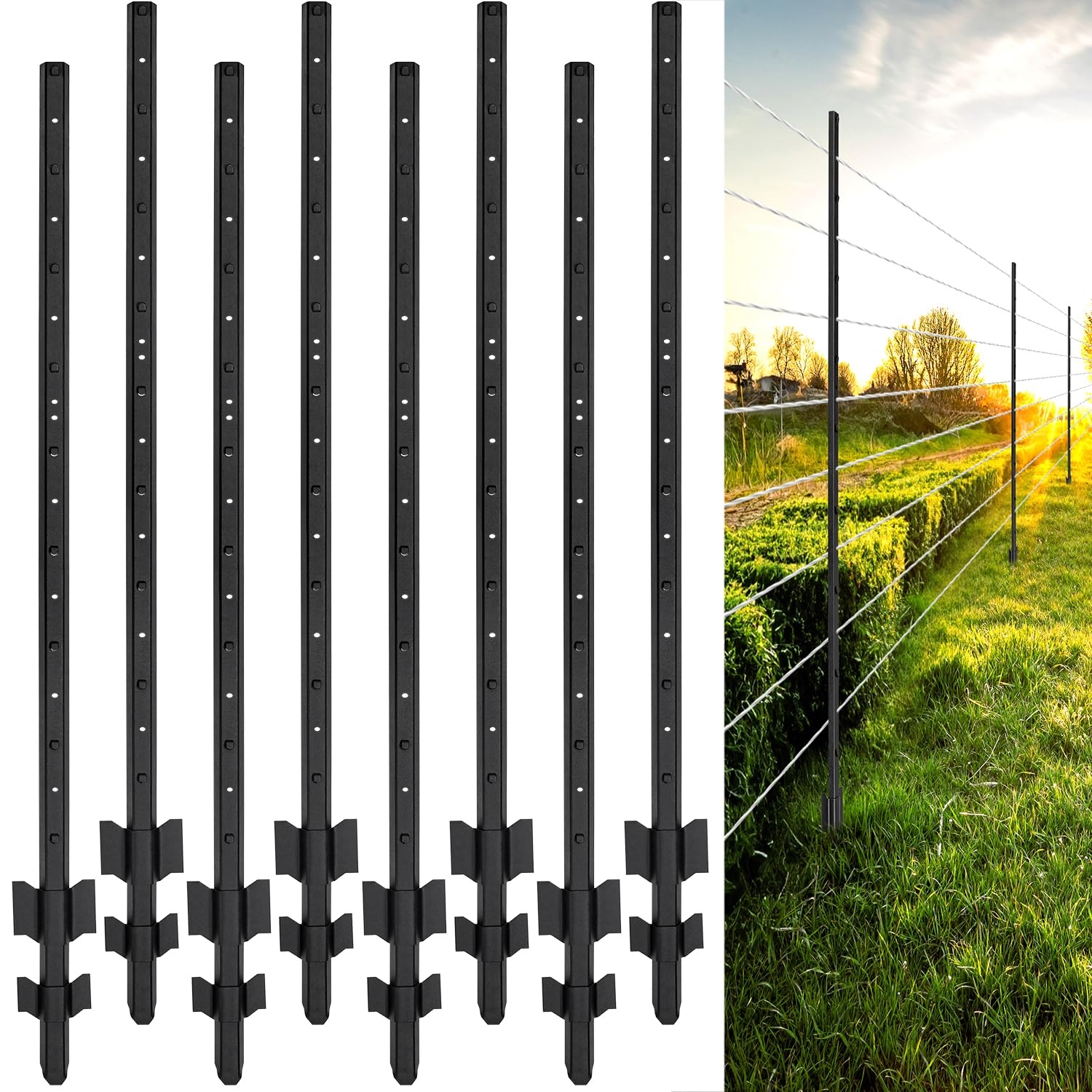 black metal fence posts
