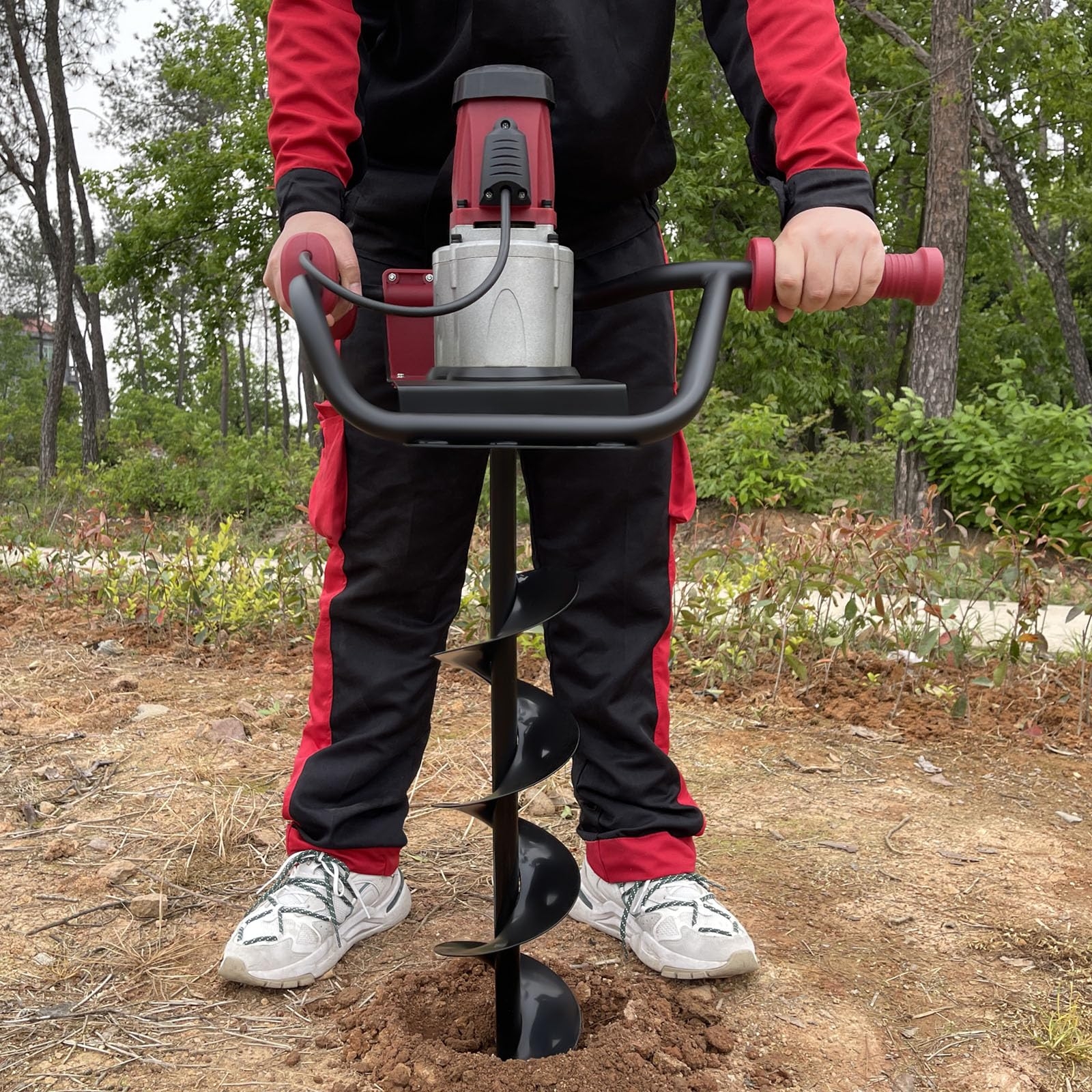 Amazon YUNLAIGOTOP 1500W Electric Post Hole Digger 1 6HP Post Hole Digger Earth Auger Hole Digger With 5 91 3 94 Drill Bits Electric Post Hole Digger For Post Hole Digging Drilling Tree Planting 