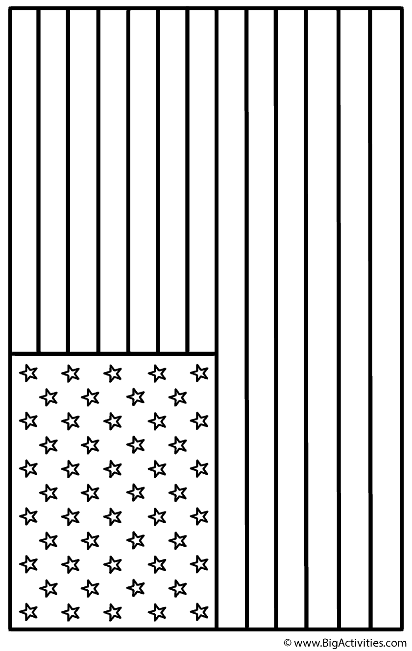 American Flag Landscape Coloring Page Independence Day 