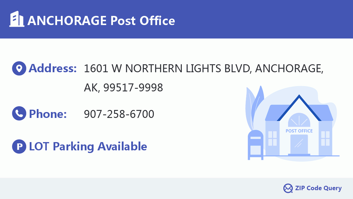 ANCHORAGE Post Office Alaska United States ZIP Code 5 Plus 4 