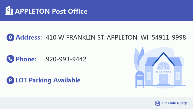 APPLETON Post Office Wisconsin United States ZIP Code 5 Plus 4 