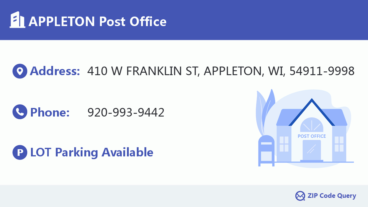 APPLETON Post Office Wisconsin United States ZIP Code 5 Plus 4 