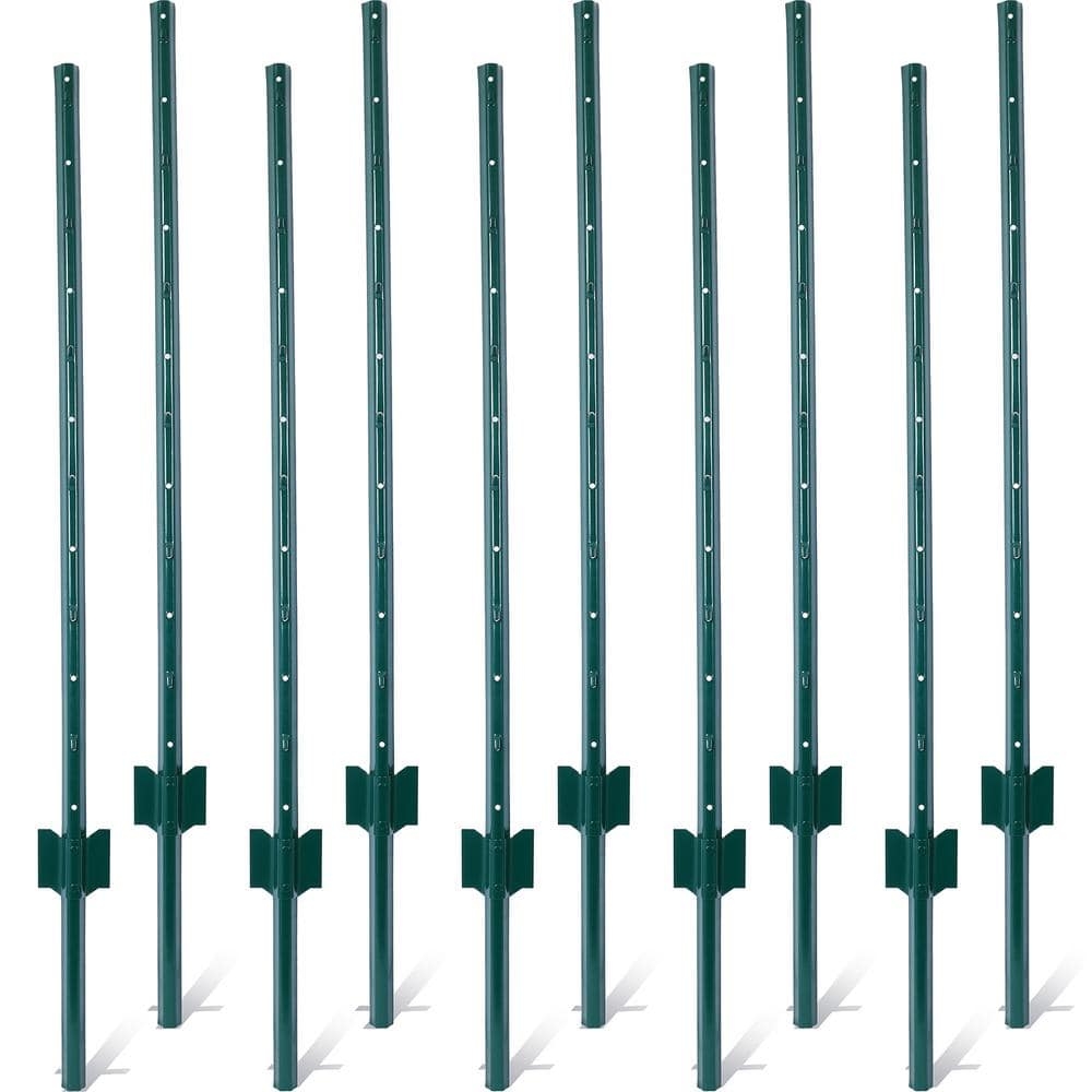 green steel fence posts
