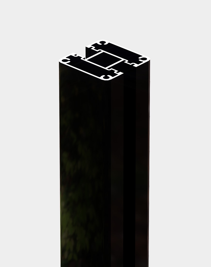 black metal fence post