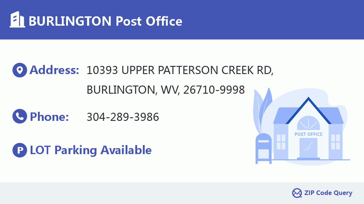 BURLINGTON Post Office West Virginia United States ZIP Code 5 Plus 4 