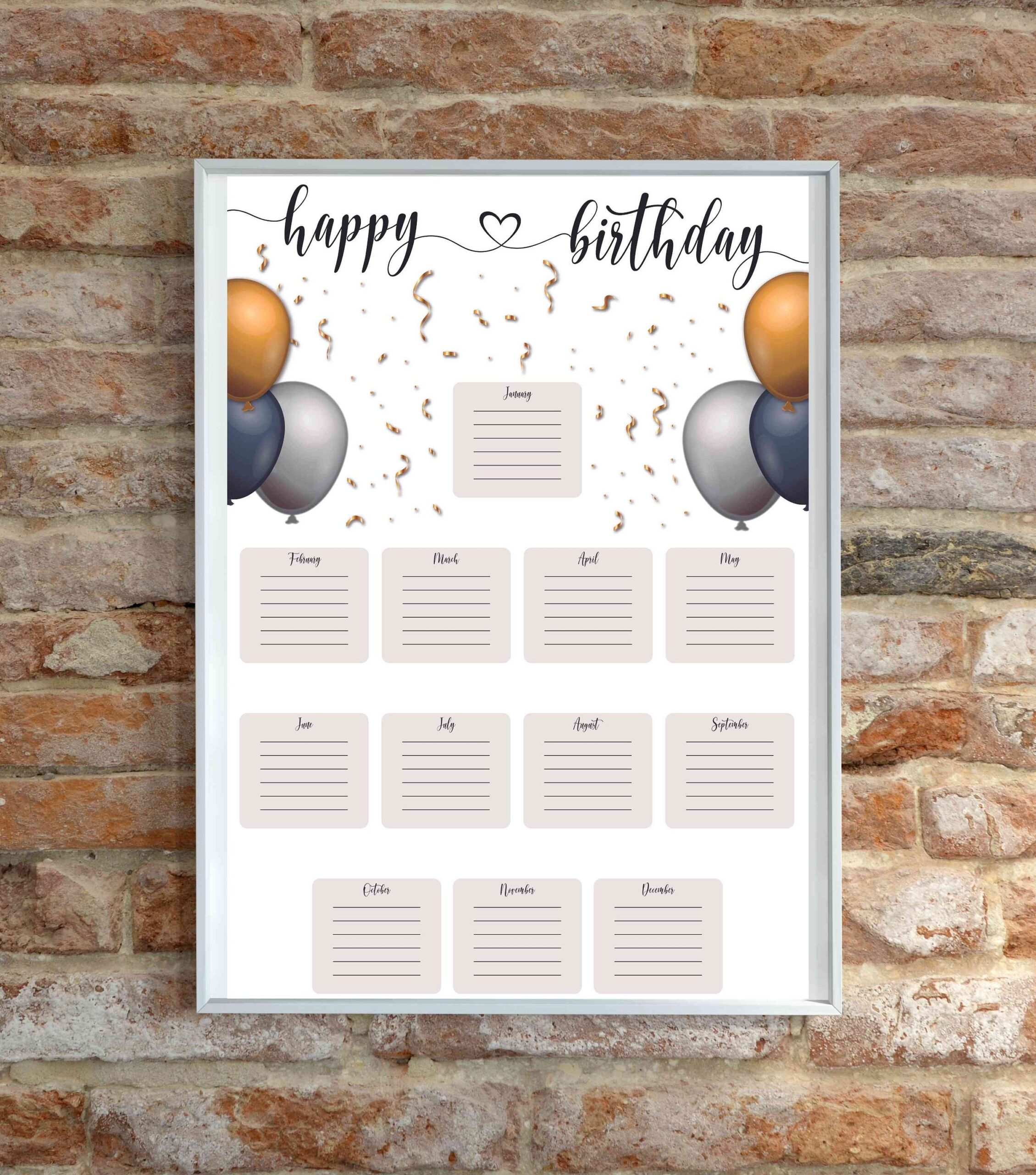 Buy Printable Birthday Poster For Office Chart For Staff Birthdays Employee Recognition Adult Birthday Display Tracker Bulletin Board Break Room Online In India Etsy