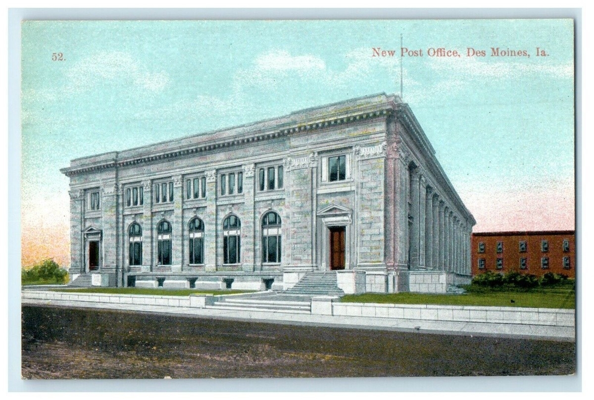 C1910 s New Post Office Street View Des Moines Iowa IA Unposted Antique Postcard EBay
