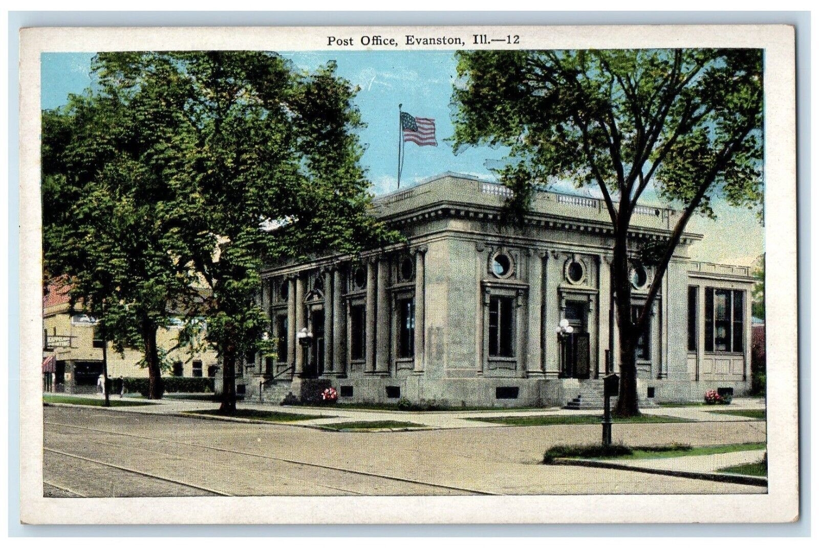 C1920 Post Office Exterior Building Evanston Illinois Vintage Antique Postcard United States Wyoming Evanston Postcard HipPostcard