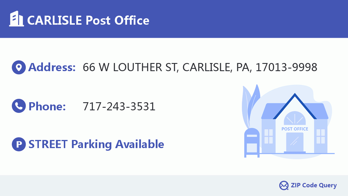 CARLISLE Post Office Pennsylvania United States ZIP Code 5 Plus 4 