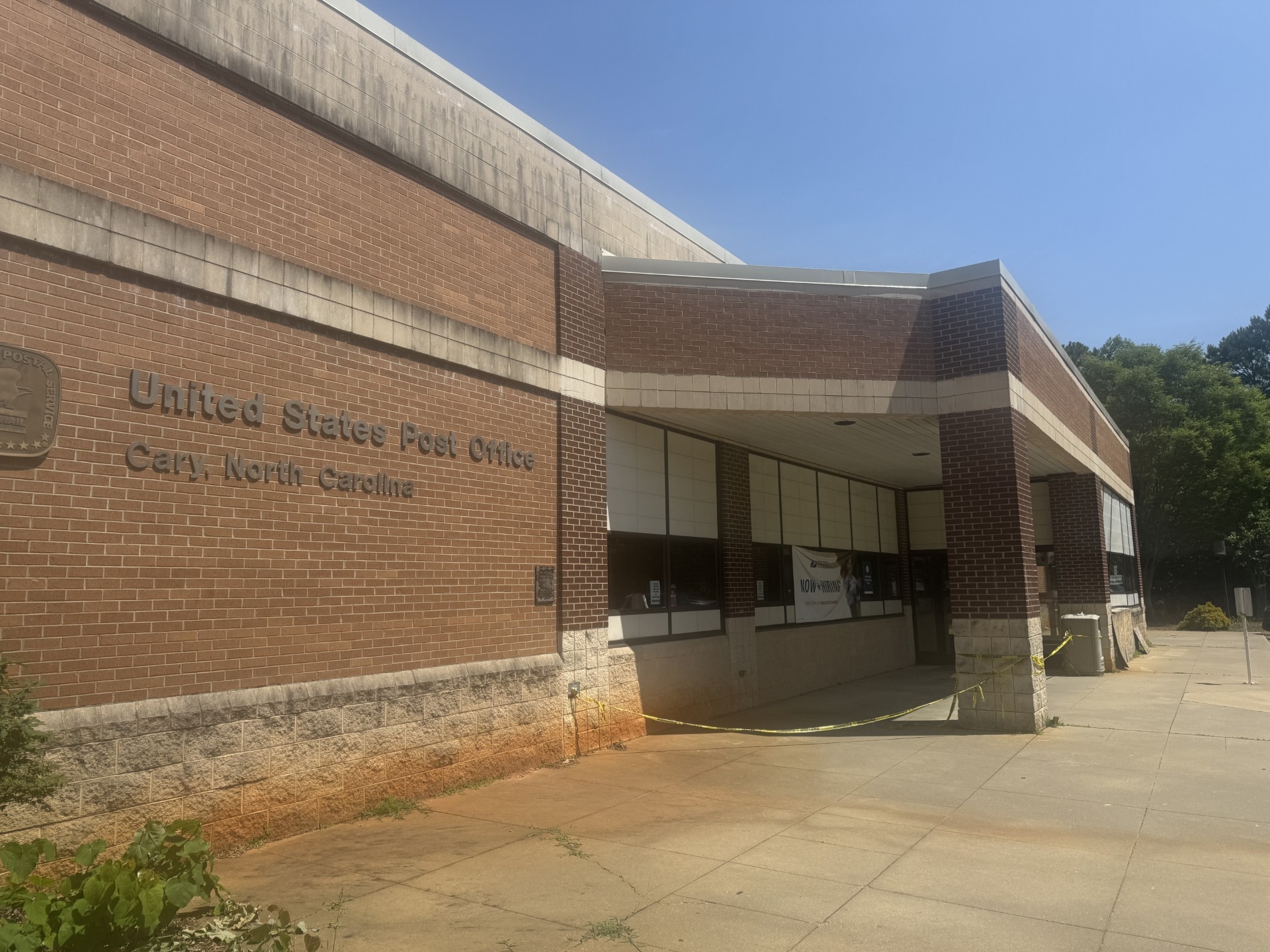Cary Post Office Entrance Remains Damaged After Car Crash