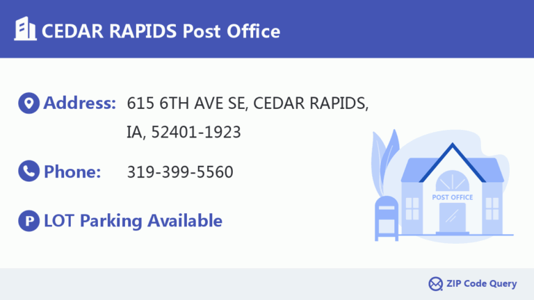 CEDAR RAPIDS Post Office Iowa United States ZIP Code 5 Plus 4 