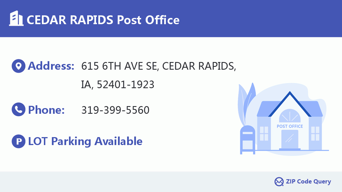 CEDAR RAPIDS Post Office Iowa United States ZIP Code 5 Plus 4 
