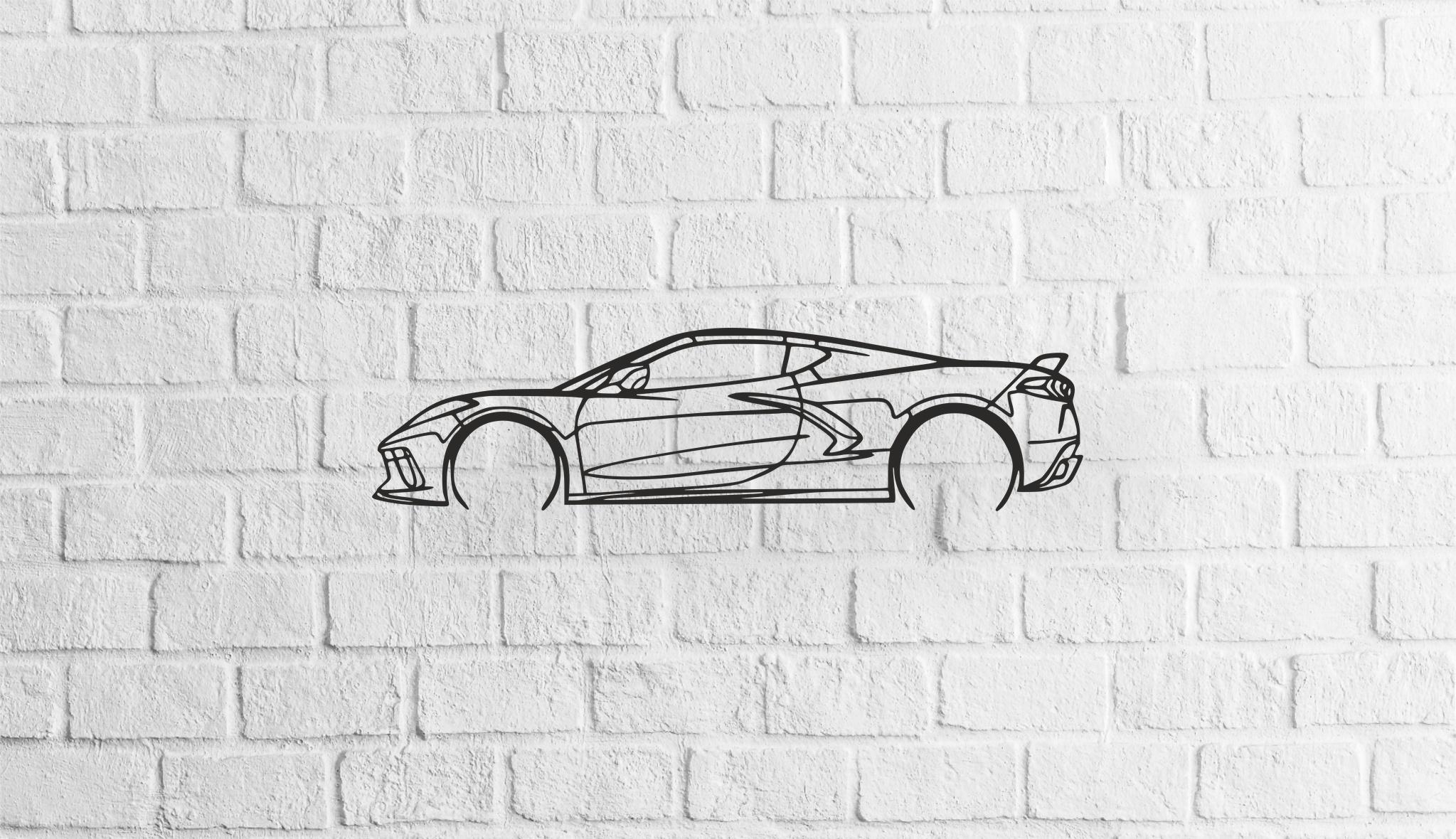 chevrolet corvette c8 2020 vector line drawing illustration etsy