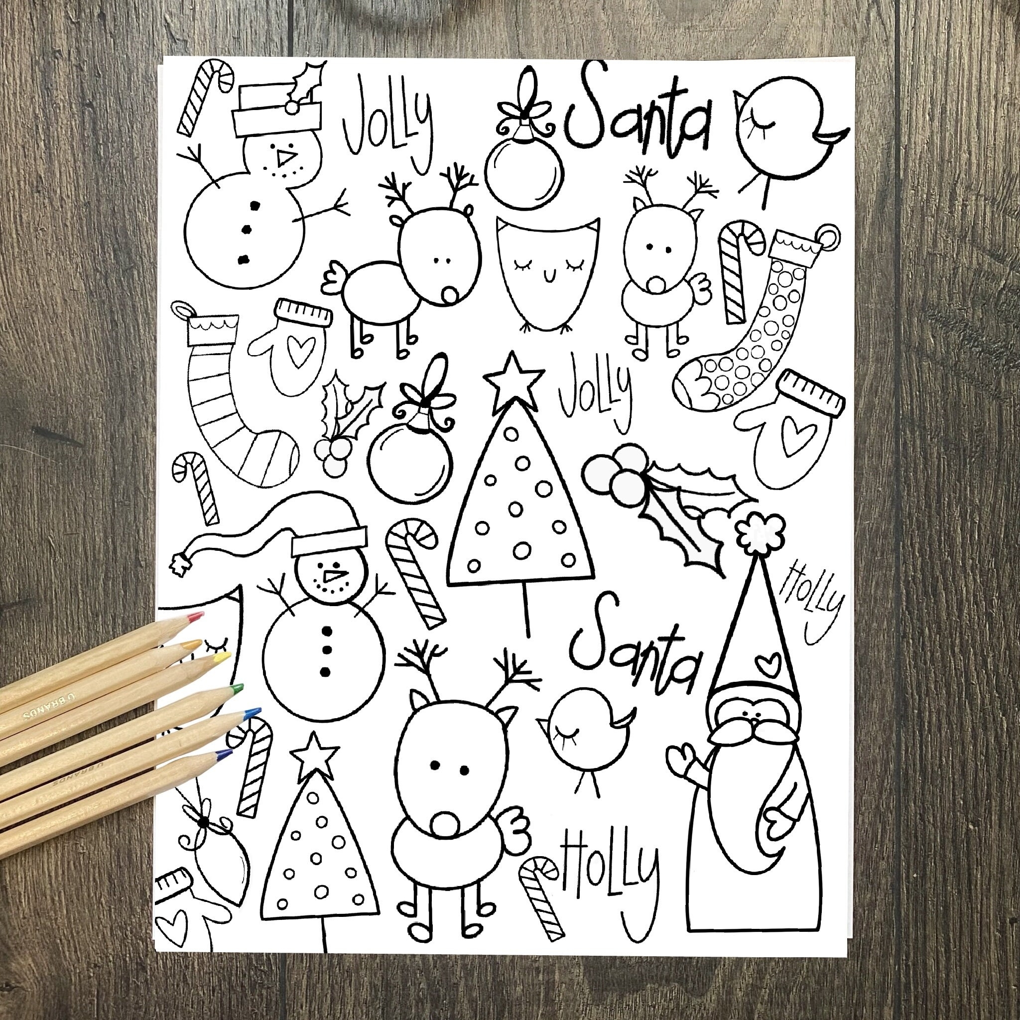 Christmas Coloring Pages kids Coloring Pages reindeer Coloring Page Santa Coloring Page Winter Theme Coloring Pages page To Color Etsy Denmark