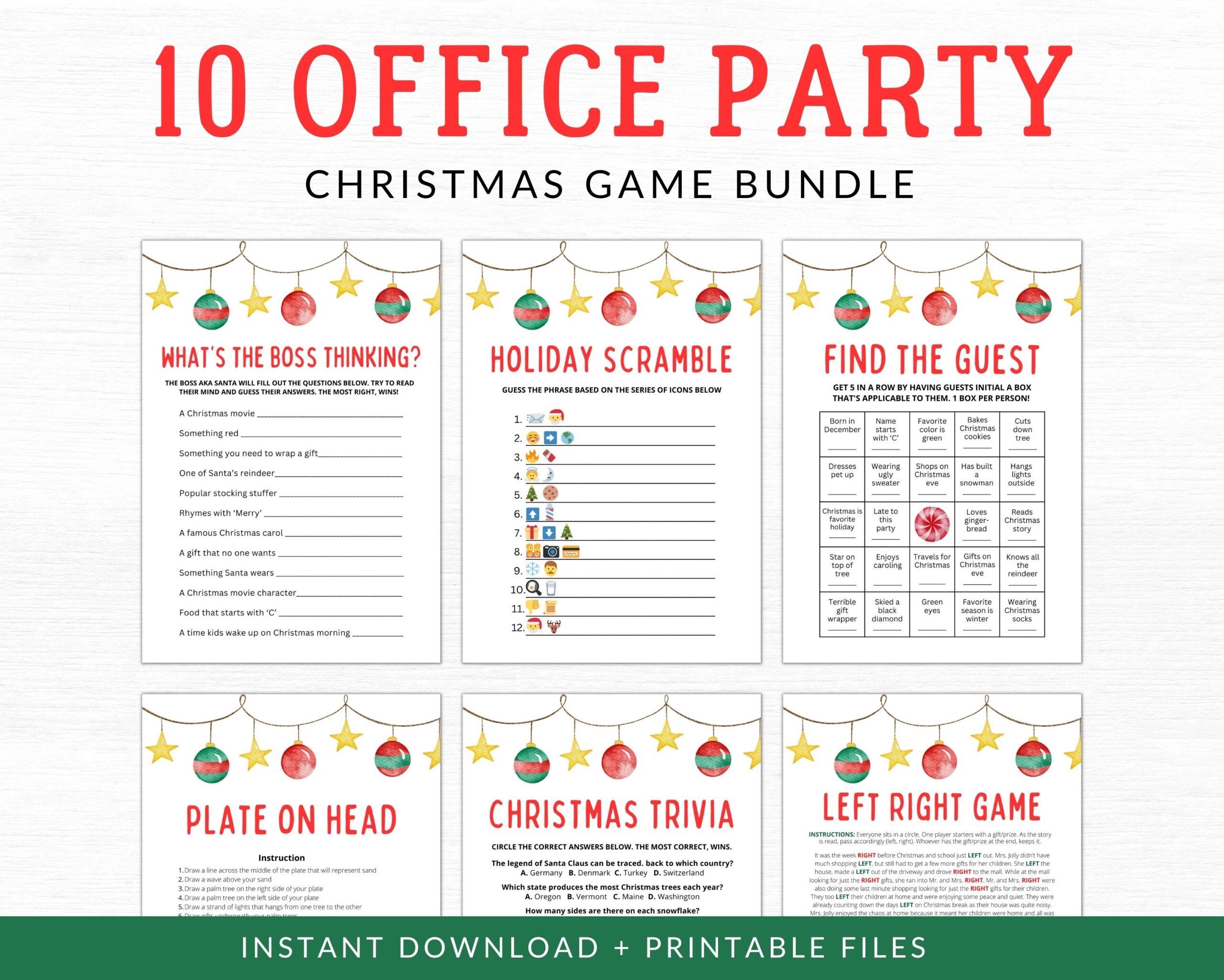 printable office christmas games