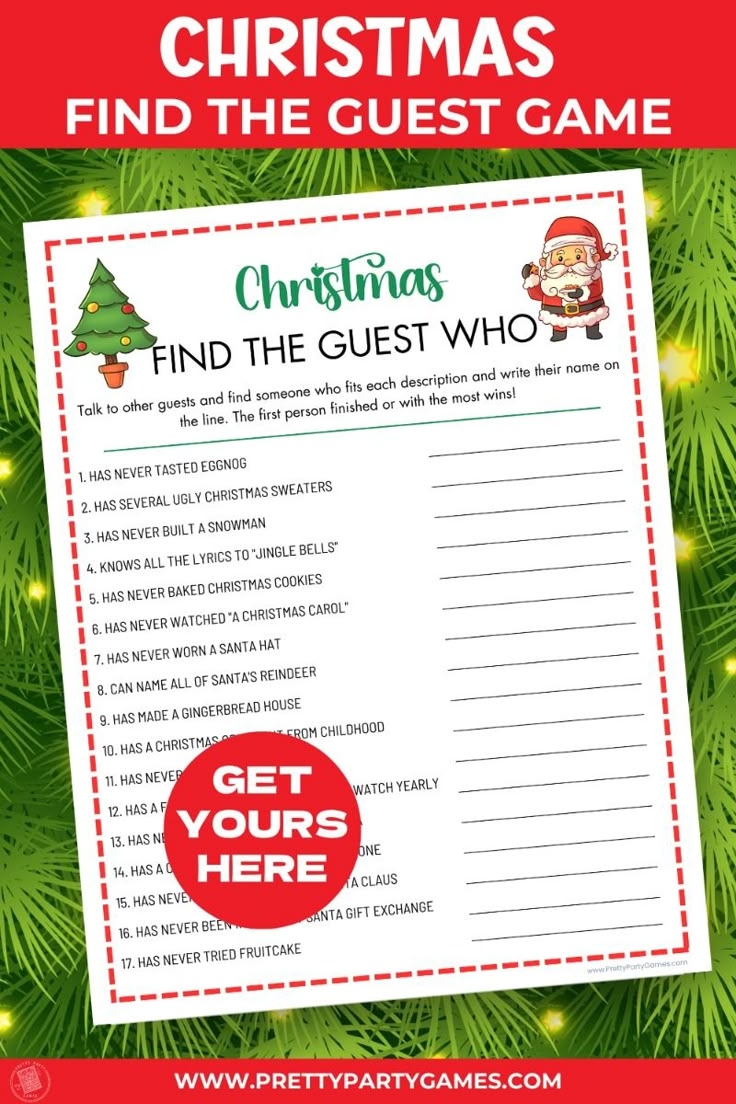Christmas Office Party Find Someone Who Game Team Building Games Printable Party Games For Adults