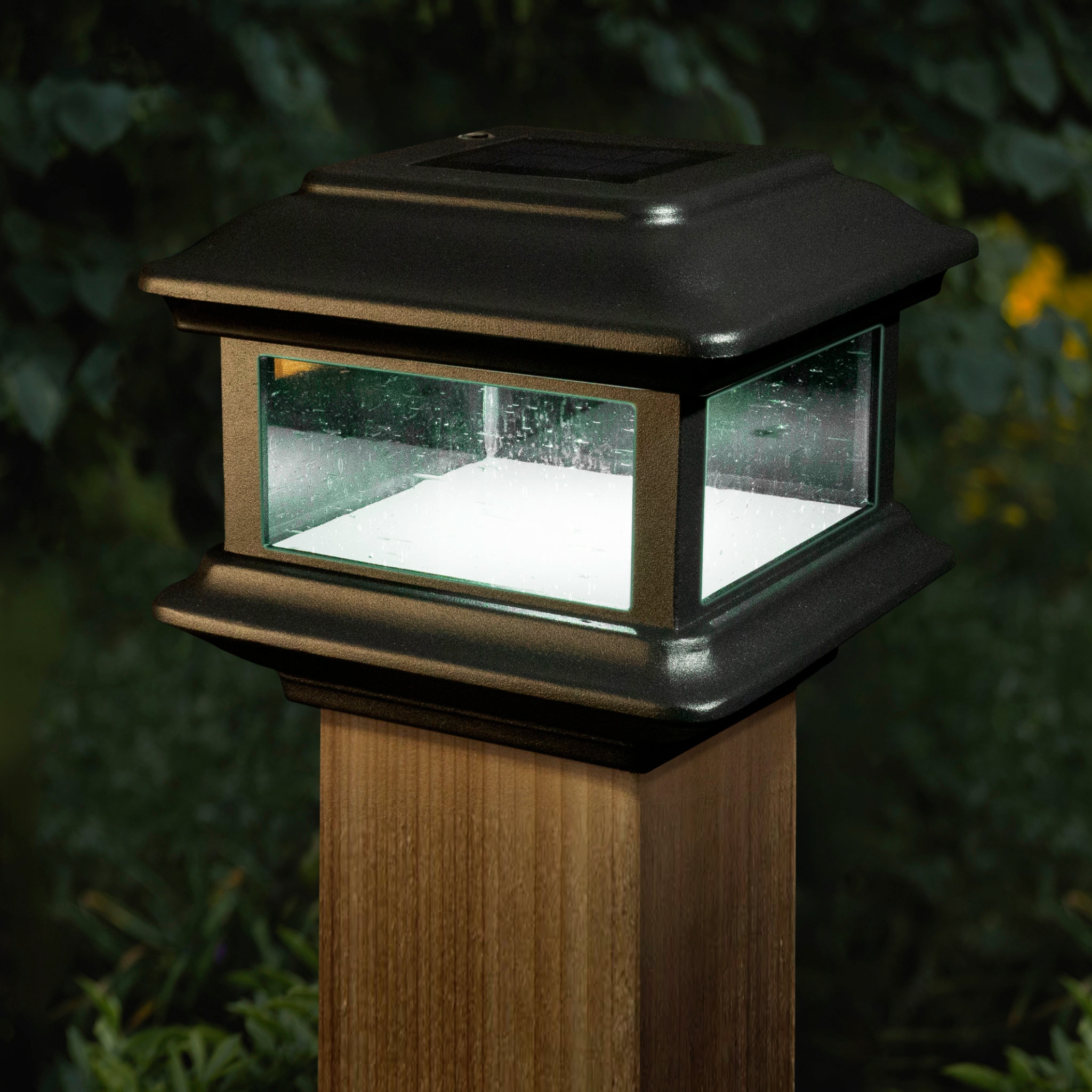 Classy Caps Solar Powder Coated Black Solar Powered Integrated LED Aluminum 4 In X 4 In Fence Post Cap Light Reviews Wayfair
