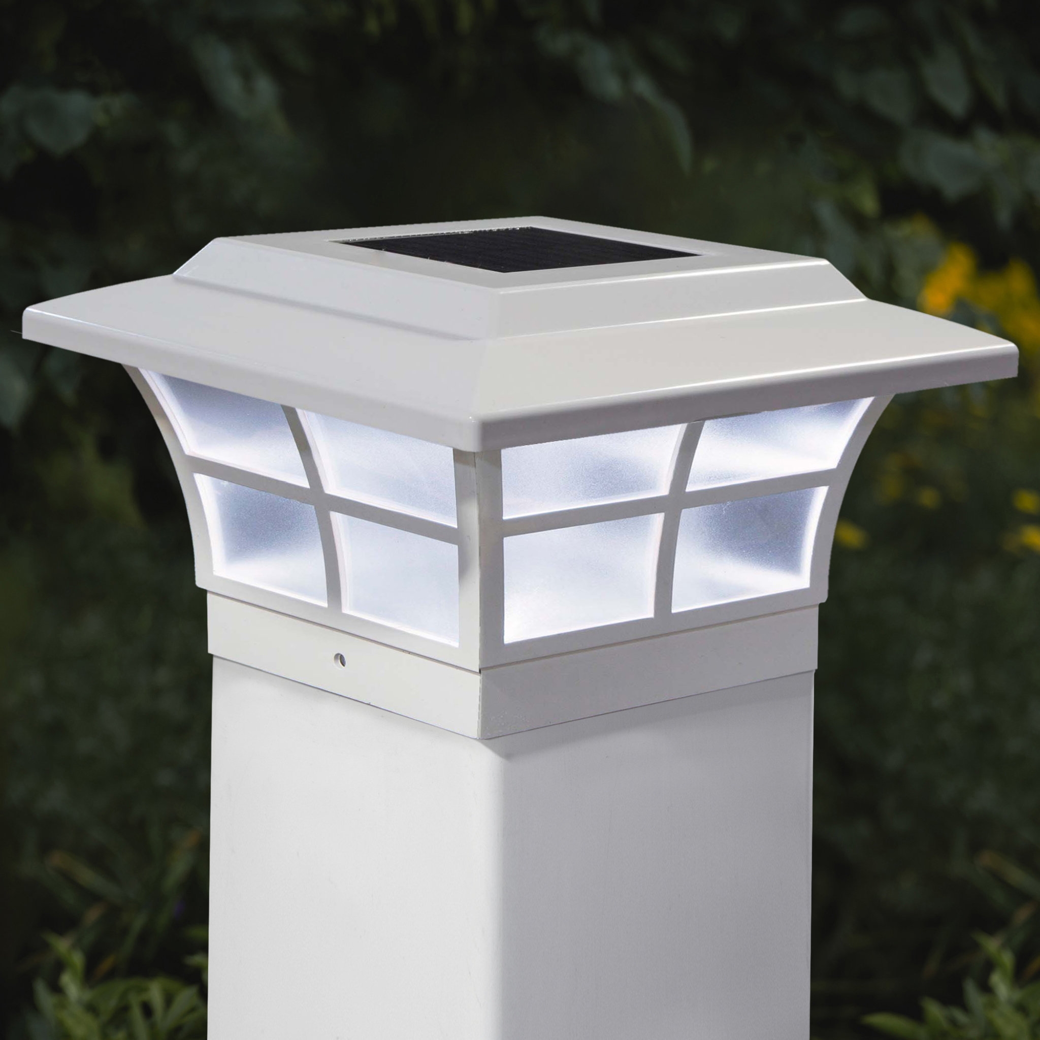 Classy Caps White PVC Solar Powered Integrated LED 5 In X 5 In Fence Post Cap Light Reviews Wayfair