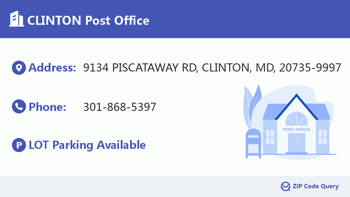 CLINTON Post Office Maryland United States ZIP Code 5 Plus 4 