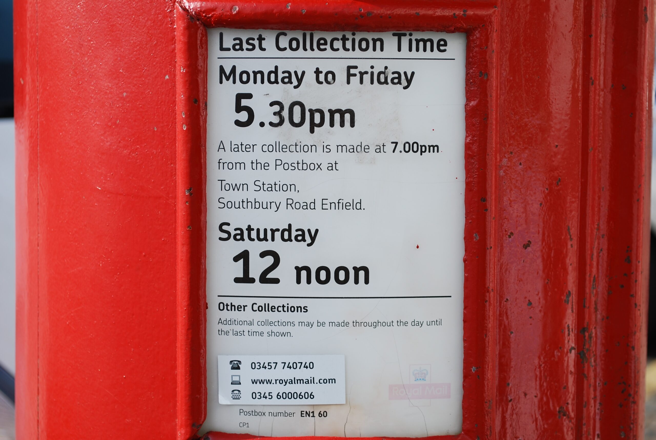 Collection Times Post Office Boxes In Bush Hill Park Station