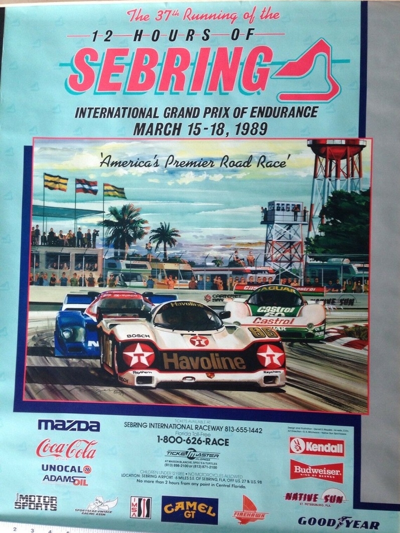 Collector Studio Fine Automotive Memorabilia 1989 Sebring 12 Hr Event Poster