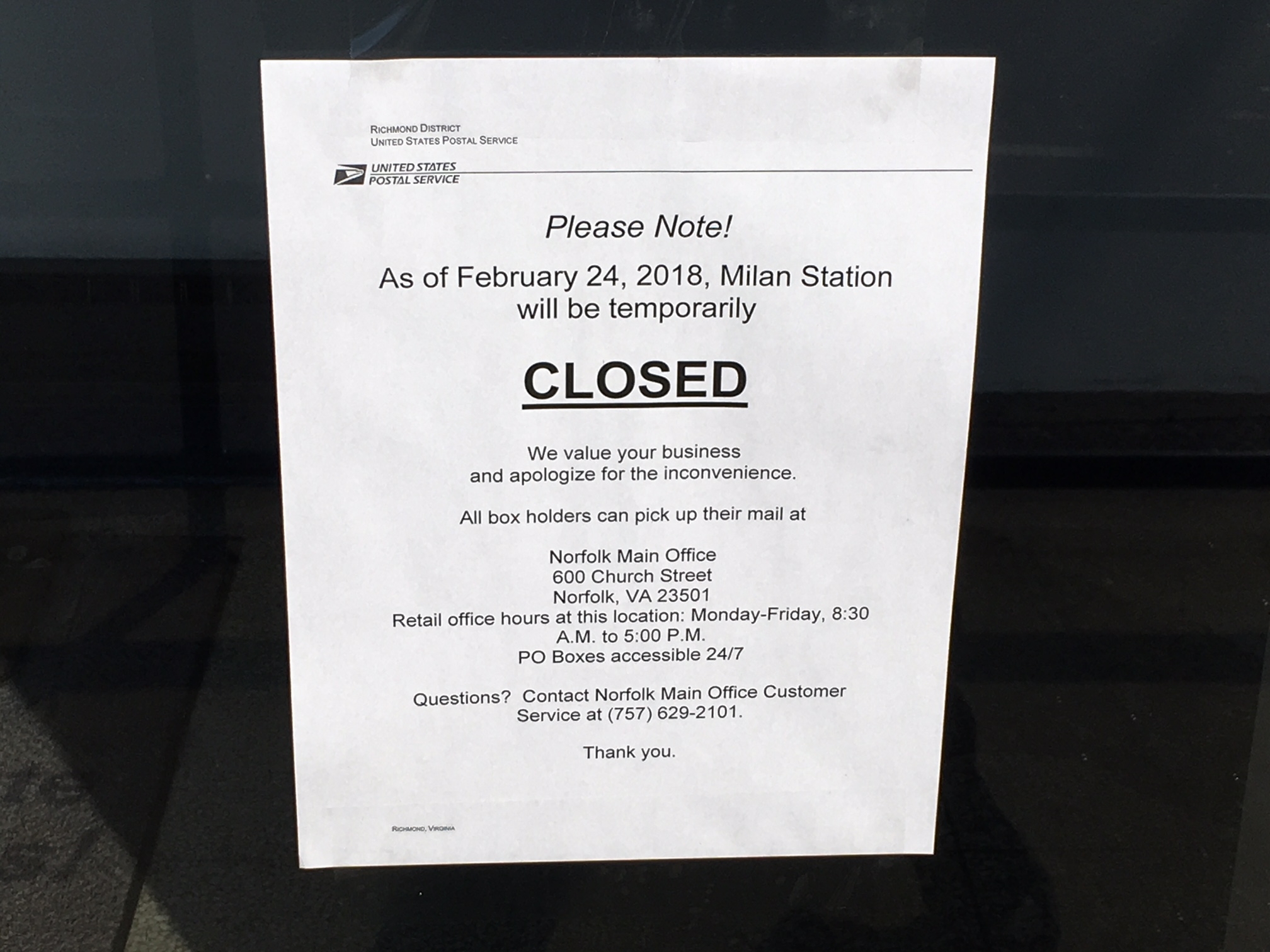 Colley Avenue Post Office Closing Its Doors