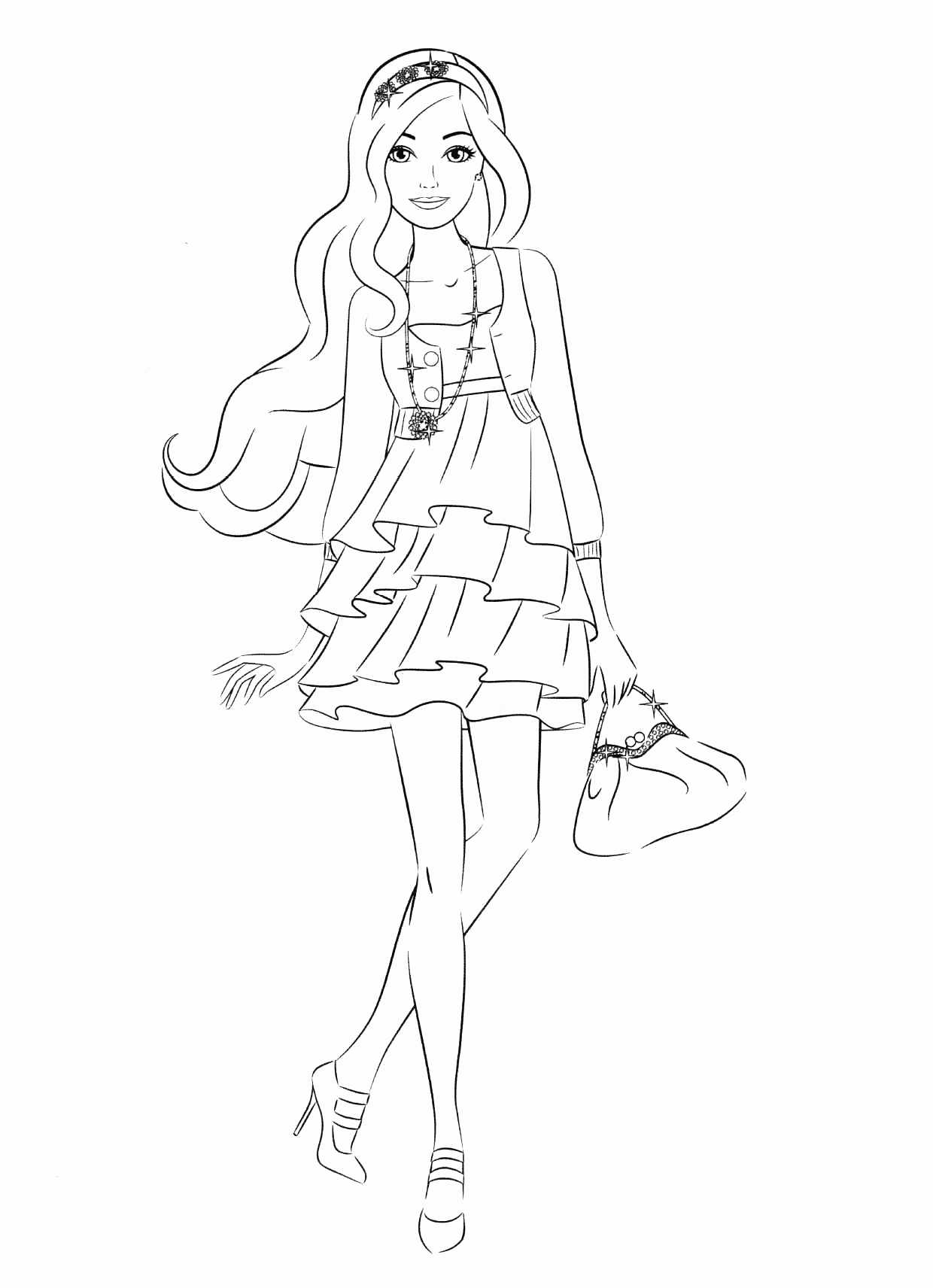 Coloring Page Barbie In A Short Dress