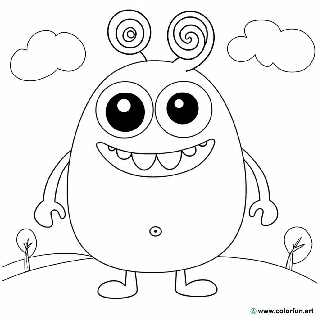 Coloring Page Of A Funny Monster Download Or Print For Free