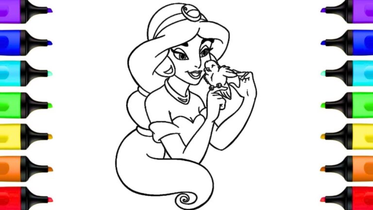 Coloring Princess Jasmine Her Bird Disney Princess Coloring Book Art Activity Art Markers YouTube