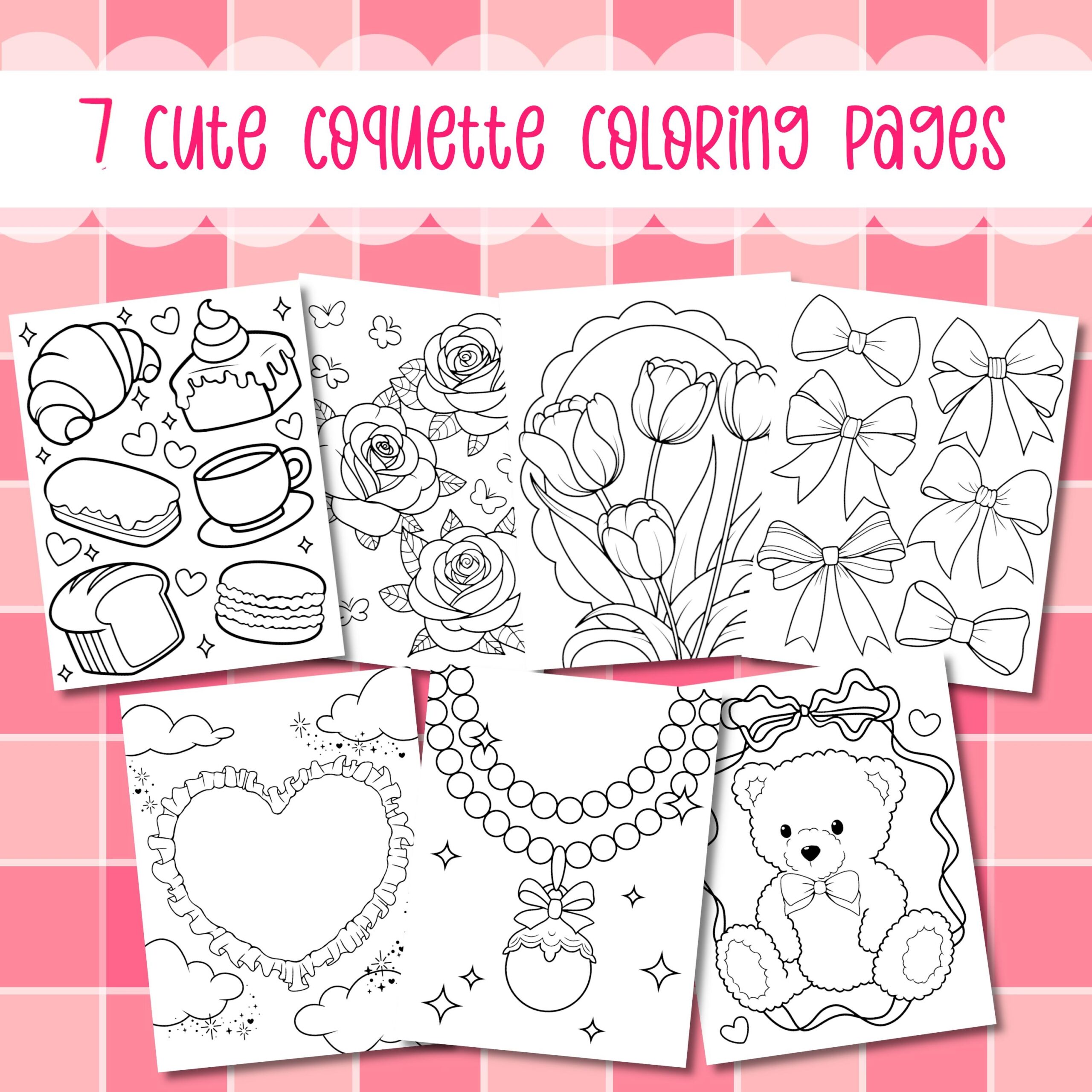 Coquette Coloring Pages Cute And Girly Coloring Pages Preppy Aesthetic Digital Coloring Book Printable Coloring Page For Adults And Teens Etsy