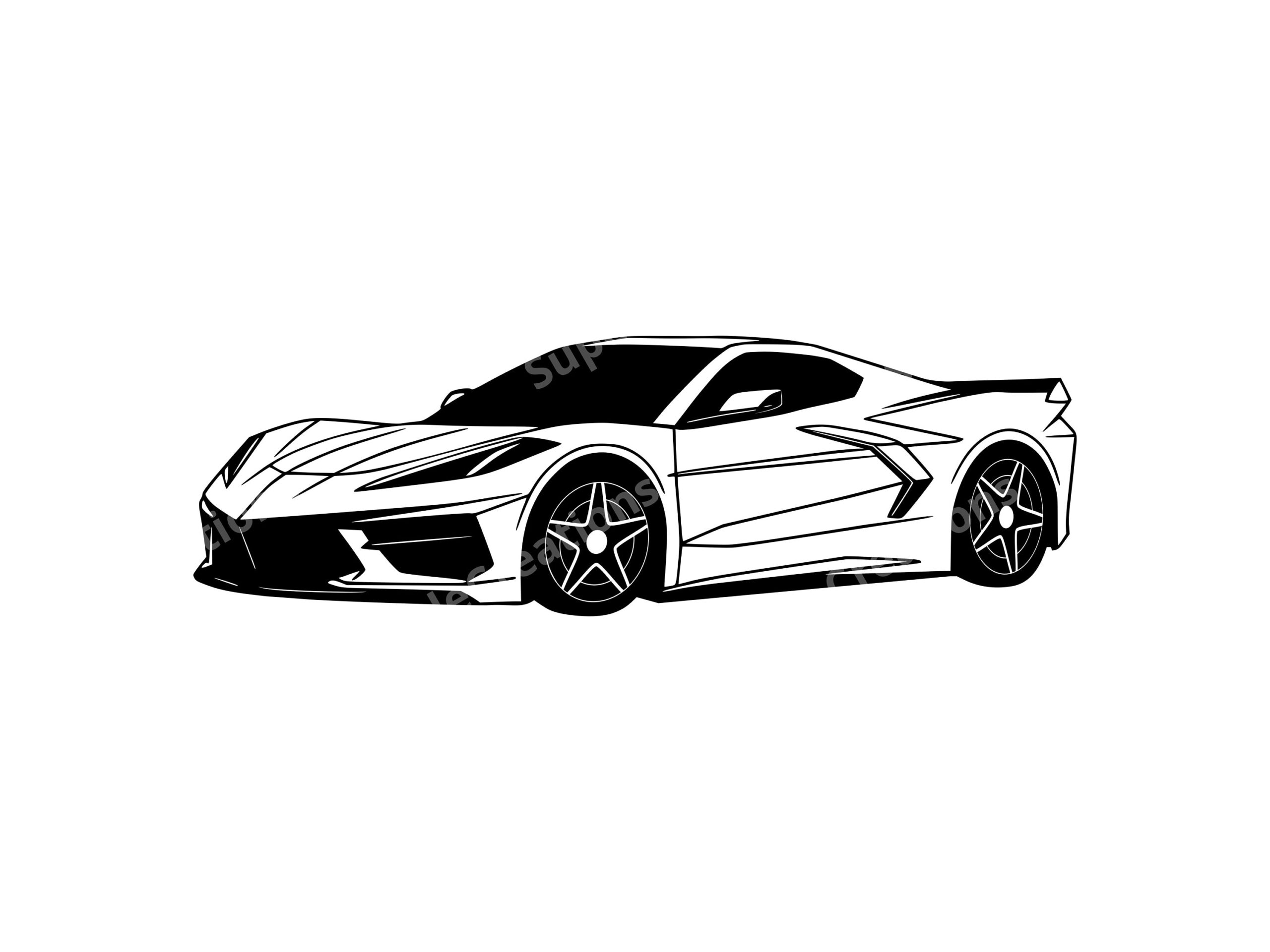 Corvette 2020 C8 Svg Eps Dxf And Png Digital Vector Image Clipart T shirt Design Sports Car Wall Print Digital Sticker Laser Etsy