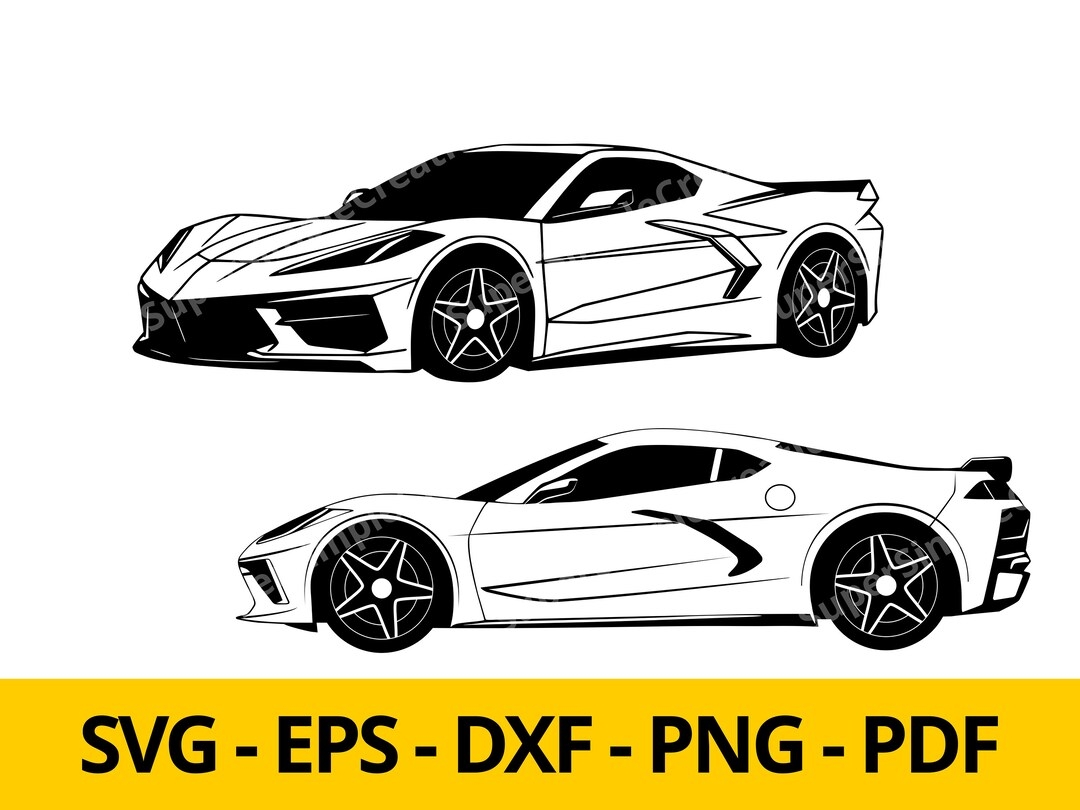 Corvette 2020 C8 Svg Eps Dxf And Png Digital Vector Image Clipart T shirt Design Sports Car Wall Print Digital Sticker Laser Etsy