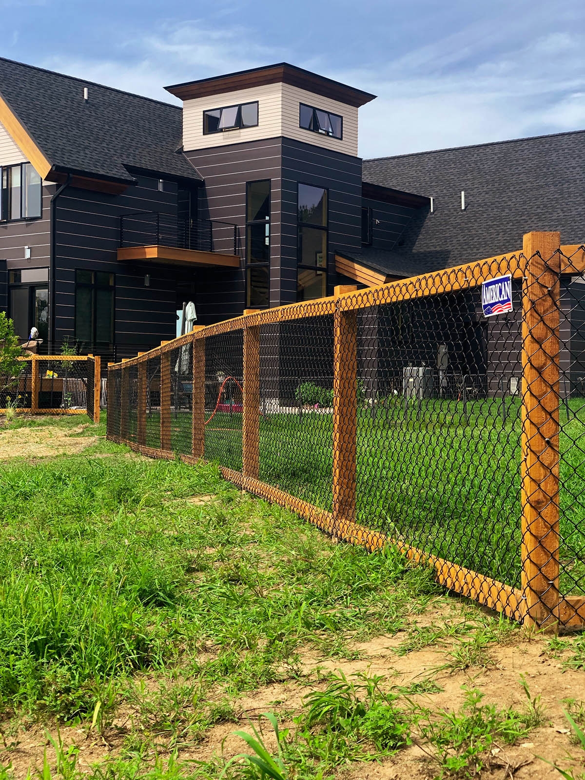wood post and chain fence
