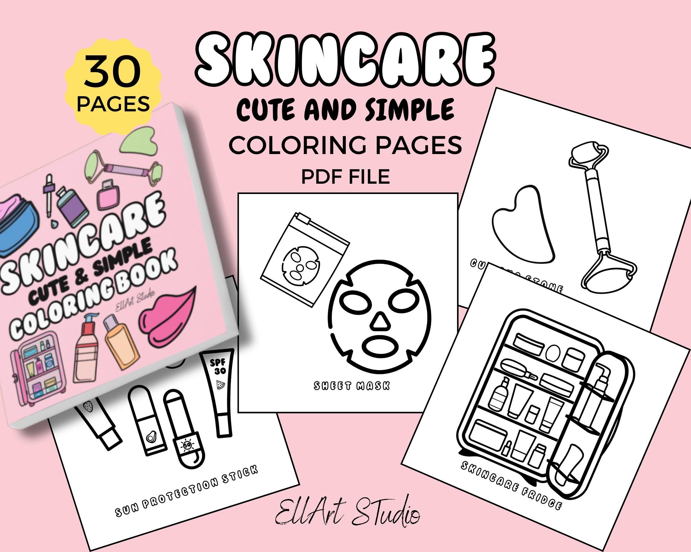 Cute Skincare Coloring Pages Cute Coloring Book Digital Simple Coloring Book PDF Easy Coloring Pages Cosmetics Easy Coloring Book Etsy