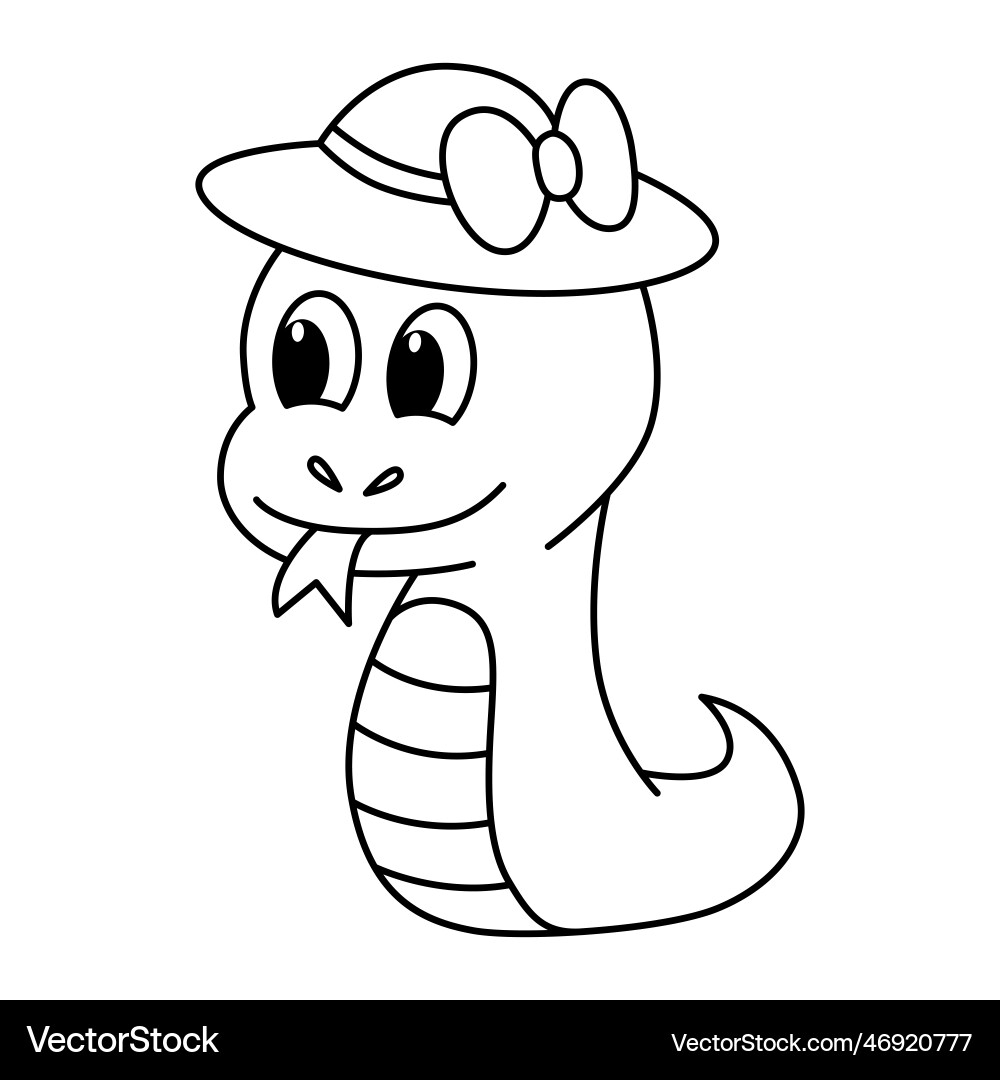 Cute Snake Cartoon Coloring Page For Kids Vector Image