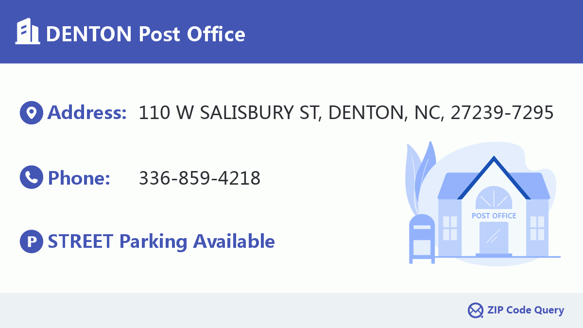 DENTON Post Office North Carolina United States ZIP Code 5 Plus 4 