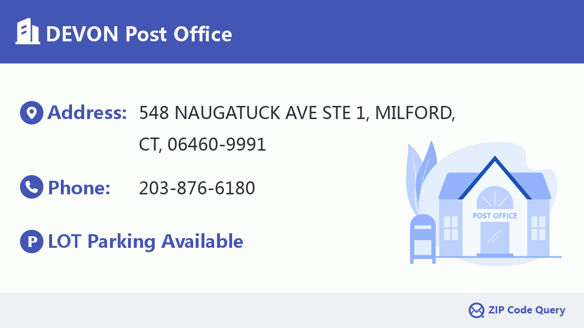 DEVON Post Office Connecticut United States ZIP Code 5 Plus 4 
