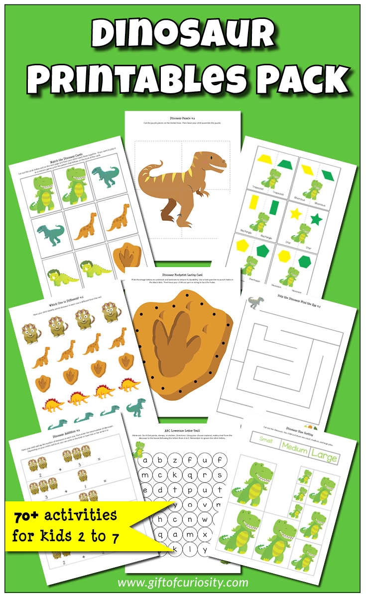 Dinosaur Printables Pack With More Than 70 Dinosaur Activities For Kids Gift Of Curiosity