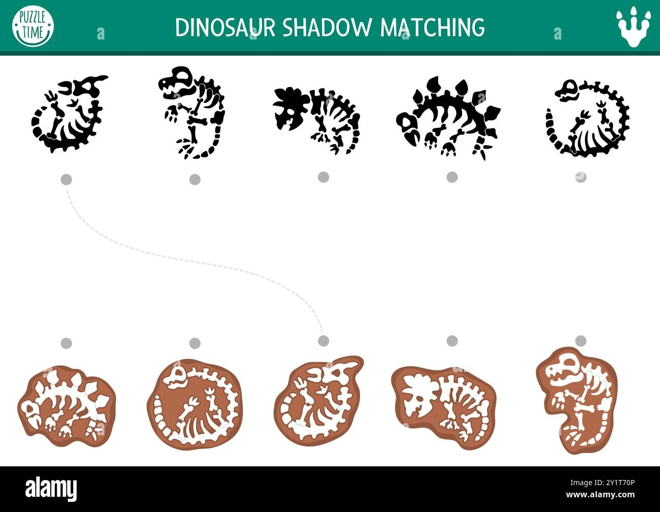 Dinosaur Shadow Matching Activity With Fossil Bones Prehistoric Puzzle With Cute Stegosaur Triceratops T rex Skeletons Find Correct Silhouette Pri Stock Vector Image Art Alamy